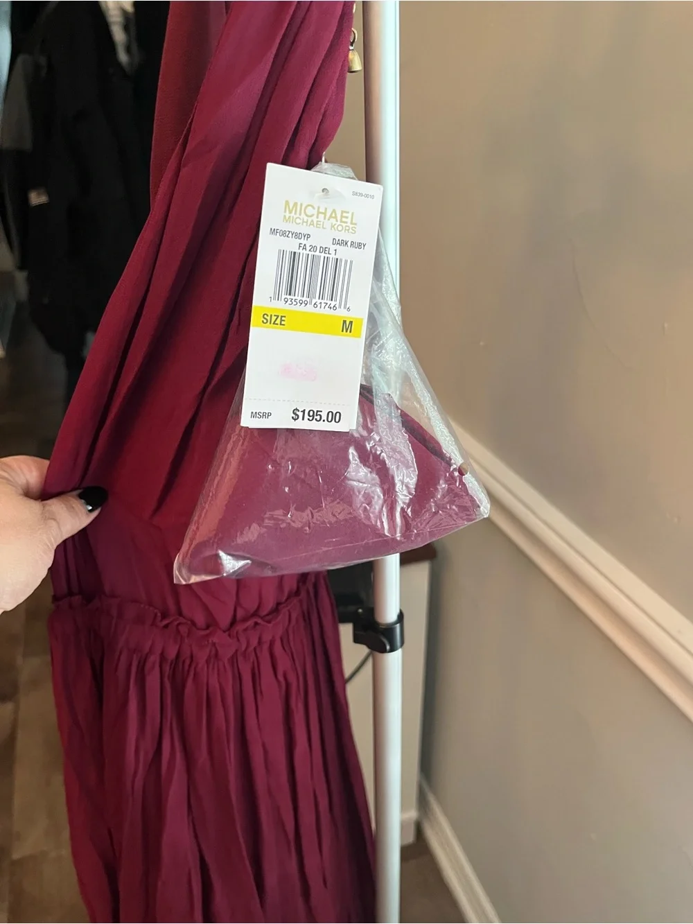 Michael Kors Sleeveless V-Neck Maxi Dress in Wine